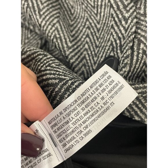Zara Womens Herringbone Blazer Jacket Medium M Black Gray  Hooded 4387/368 NWT - Picture 8 of 16